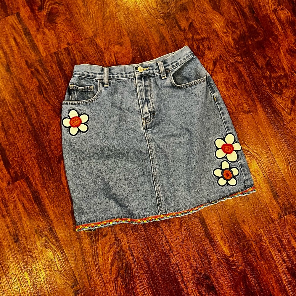 Vintage jordache denim floral skirt size 16 kids